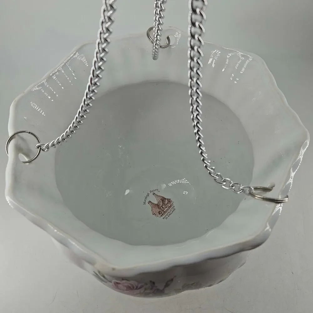 Vintage Maryleigh Pottery cabbage rose Ceramic hanging Planter England